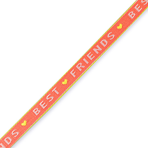 Ruban texte "best friends" Rouge corail-vert lime