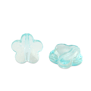 Perles acryliques fleur Bleu oc&eacute;an transparent