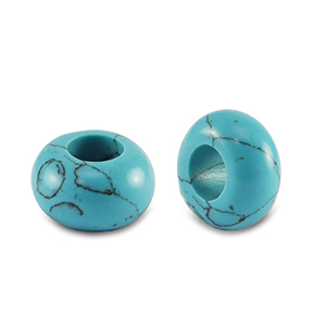 Pierres naturelles rondelles 14mm Bleu turquoise