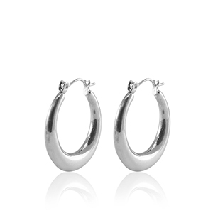 Boucles d'oreilles en acier Inox cr&eacute;oles 25mm Argent&eacute;