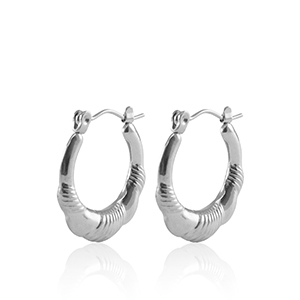Boucles d'oreilles en acier Inox cr&eacute;oles 20mm Argent&eacute;
