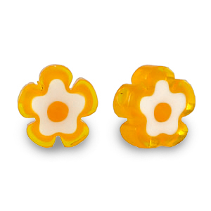 Perles Millefiori fleur Orange