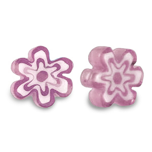 Perles Millefiori fleur Violet bruy&egrave;re