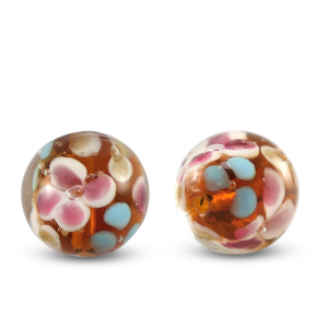 Perles en verre 14mm Transparent-orange ambre