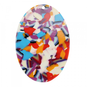Pendentifs en r&eacute;sine ovale Confetti multicolore