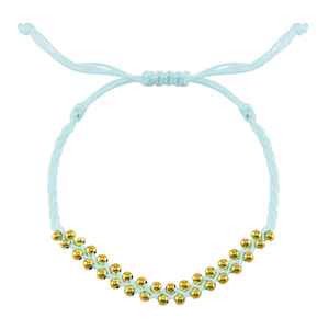 Bracelets tendance perles en acier inoxydable Bleu menthe-dor&eacute;