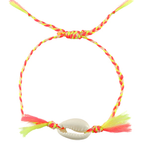 Bracelets tendance cauri Jaune n&eacute;on-rose