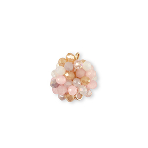 Boucles pendentifs facett&eacute;es connecteur 16mm Multicolore beige-rose