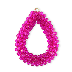 Boucles pendentifs facett&eacute;es goutte Fuchsia