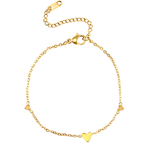 Bracelets en acier Inox coeurs Dor&eacute;