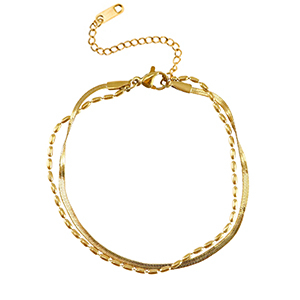 Bracelets en acier Inox duo rangs Dor&eacute;