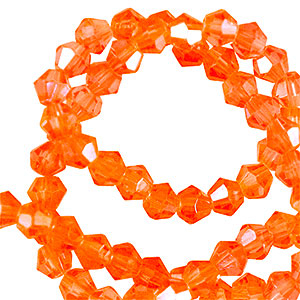 Perles &agrave; facettes bicone 3mm Orange vibrante