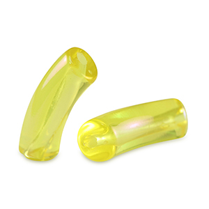 Perles tubes acryliques Jaune freesia-AB coating