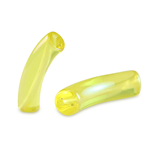 Perles tubes acryliques Jaune freesia-AB coating