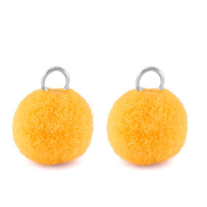 Pendentifs pompon avec anneau 10mm Argent&eacute;-jaune spectra