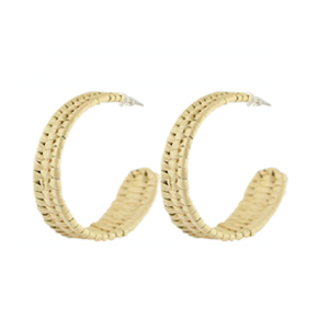 Boucles d'oreilles tendance en rotin Blanc natural