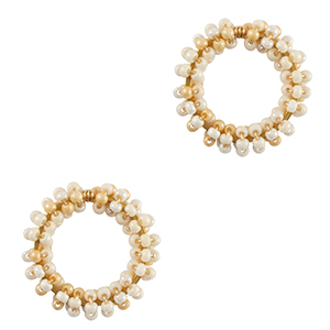 Breloques en acier Inox perles Beige-dor&eacute;