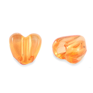 Perles acryliques c&oelig;ur Transparent orange