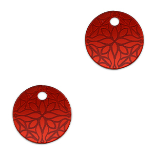 Pendentifs accroche-regard fleur 16mm Rouge m&eacute;tallique
