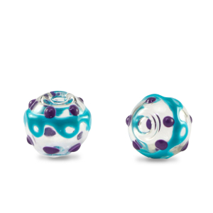 Perles en verre peintes &agrave; la main 8mm Transparent-violet turquoise