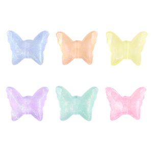 Perles acryliques papillon Multicolore transparent AB