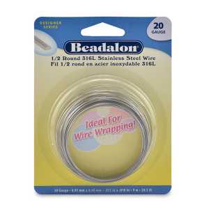 Beadalon Fil de style Allemand demi-rond 20Gauge Argent&eacute;