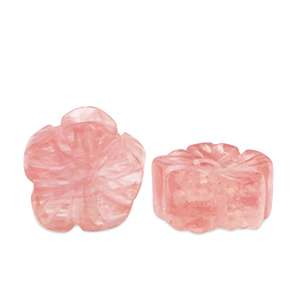 Pierres naturelles perles verre fleur Rose