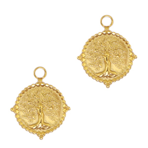 Breloques en acier Inox arbre de vie Dor&eacute;