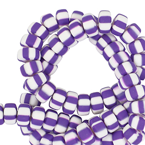 Perles en polym&egrave;re rondelles 7mm Blanc-violet