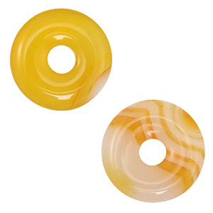 Pierres naturelles pendentifs Agate donut 20mm Jaune