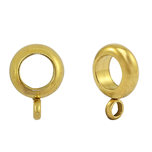 Perles en acier Inox disque avec anneau Dor&eacute;