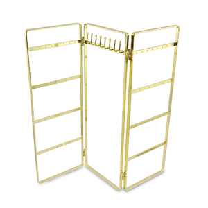 Pr&eacute;sentoir bijoux pour boucles d'oreilles et colliers Dor&eacute;