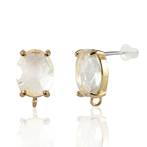 Boucles d&rsquo;oreilles / puces d&rsquo;oreilles en verre Crystal Glass avec anneau ovale Cristal-dor&eacute;