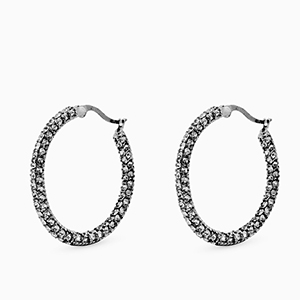 Boucles d'oreilles en acier Inox cr&eacute;oles zirconium Argent&eacute;