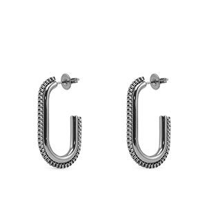 Boucles d'oreilles / puces en acier Inox ovale Argent&eacute;