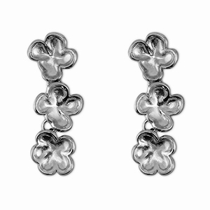 Boucles d'oreilles puces en acier Inox fleur Argent&eacute;