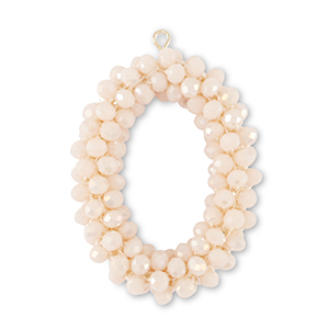 Boucles pendentifs facett&eacute;es ovale Blanc vanille