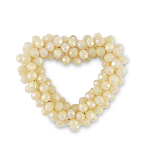 Boucles pendentifs facett&eacute;es coeur Jaune vanille