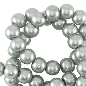 Perles en verre cir&eacute;es 4mm Argent&eacute;