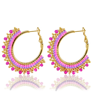Boucles d'oreilles en acier Inox perles Rose-dor&eacute;