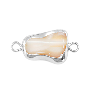 Perles d'eau douce connecteur asym&eacute;trique Argent&eacute;-taupe