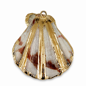 Pendentifs coquillage specials Coquille Saint-Jacques Ivoire-dor&eacute;