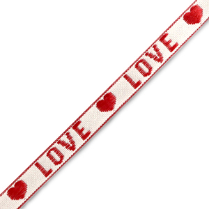 Ruban texte "love" Blanc-rouge