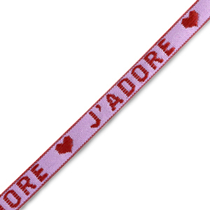Ruban texte "j'adore" Violet-rouge chaud