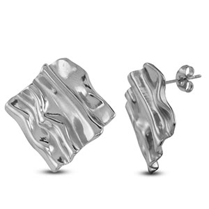 Boucles d'oreilles puces en acier Inox carr&eacute; Argent&eacute;