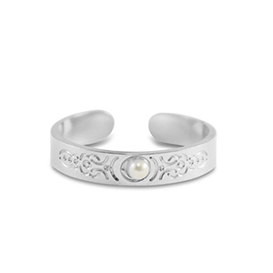 Bagues en acier Inox perles Argent&eacute;