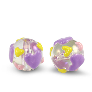 Perles acryliques points Transparent violet