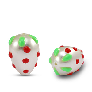 Perles acryliques fraise Perle-rouge vert