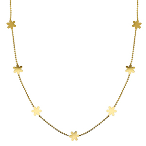 Colliers en acier Inox fleur Dor&eacute;