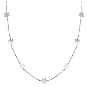 Colliers en acier Inox fleur Argent&eacute;